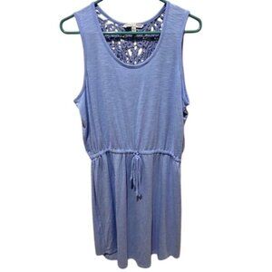 Adrienne Vitadini Periwinkle Sleeveless Dress W/ Crochet Lace Back And Stretch